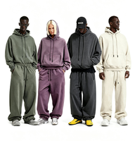 Ensemble de survêtement d'hiver unisexe en molleton surdimensionné deux pièces : sweat à capuche + pantalon de jogging – Tenue décontractée streetwear et sportive