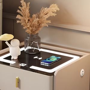 Mesita de Noche Inteligente Nórdica Moderna de Lujo con 3 Cajones Ajustables, Carga USB Inalámbrica, Construcción de Madera Duradera, Muebles para Dormitorio - Product Image 3