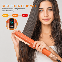 Lisseur de cheveux le plus vendu 2 en 1, lisseur pour cheveux humides et secs, ions négatifs, séchage rapide avec écran LCD