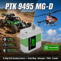 Servo Digital PTK 9495 MG-D HV con Carcasa Metálica CNC, Motor sin Núcleo, Engranaje de Acero Inoxidable, 6.3kg, 0.041s, Programable, 4.8V-8.4V, para Coche RC