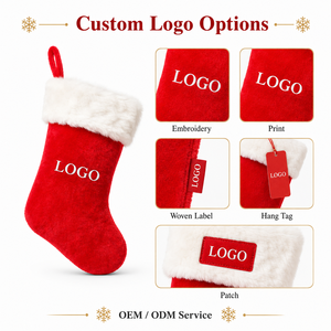 Calza di Natale Personalizzata in Peluche con Bordo in Pelliccia Sintetica a Pelo Lungo e Opzioni di Bordo Liscio per Regali Natalizi, Branding con Logo e Vendita al Dettaglio - Product Image 2