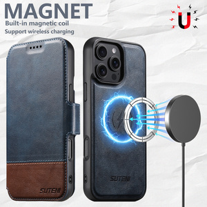 Étui de téléphone SUTENI pour <span class=keywords><strong>iPhone</strong></span> 17 Pro Max, coque magnétique à chargement sans fil, support portefeuille avec porte-cartes en similicuir, compatible 16 Plus 15 - Product Image 3