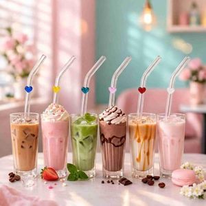 Série Saint-Valentin : Accessoires de pailles en verre colorées réutilisables, pailles personnalisées pour les amateurs de boissons en verre, emballage en vrac - Product Image 5