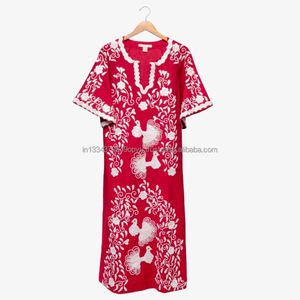 Gama Premium Mujeres Regalo Especial Romántico Rojo Estilo Mexicano Bordado Amor Pájaro Boho Señora Vestido Pavo Real Flora Diseño - Product Image 2