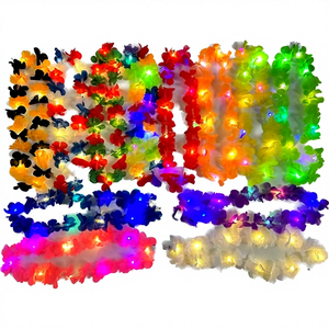 สร้อยคอดอกไม้ประดิษฐ์ฮาวายแบบทรอปิคอล ชุดพวงมาลัยฮาวาย สายรุ้งผ้าประดับ ทนทาน เหมาะสำหรับเทศกาลดีวาลีและรอมฎอน ขายส่ง - Product Image 4