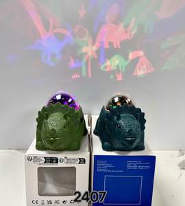 Lampe de nuit rotative avec ciel étoilé, haut-parleur de sommeil, 2407, forme de dinosaure pour enfants, bleu, dragon vert, 17 chansons de sommeil - Product Image 2