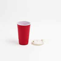 Gobelets de jeu de pong géants en plastique écologique de 16 oz avec couvercle, couleurs personnalisées pour les fêtes de jardin, bars, pelouses, tailgating et jeux en plein air
