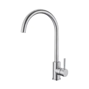 Factory Direct Sale Luxury Stainless Faucets Single Drinking Water Hardware Steel Sanitary Ware Single Handle Kitchen Faucet