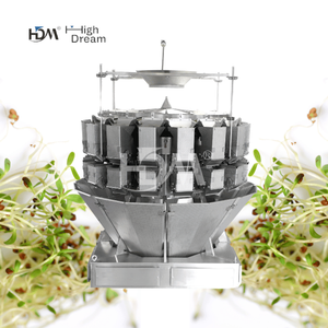 Diseño de superficie de contacto con hoyuelos, tolva de gran volumen, brotes de soja, ensalada, verduras, pesadora multicabezal, máquina empacadora - Product Image 1