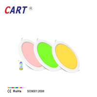Lampu Panel LED Bulat 5 Inch Dimmable Smart RGBCCT Downlight Ultra Tipis Terpasang di Langit-langit 12mm untuk Kantor Bersertifikasi UL