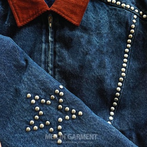 China Suppliers Custom Fashion Vintage Denim Zip up <b>Jacket</b> for Men Street Wear High Quality Pearl <b>Rhinestone</b> Denim <b>Jacket</b> - Product Image 4