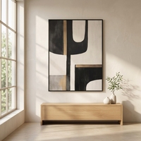 Peinture à l'huile 3D moderne à texture épaisse, peinte à la main, avec feuille d'or noir, art abstrait sur toile, taille personnalisable, cadre sur mesure pour