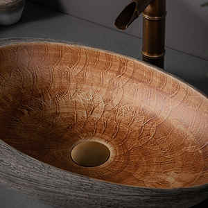 Lavabo de table ovale domestique en céramique Jingdezhen vintage moderne <span class=keywords><strong>avec</strong></span> égouttoir pour application dans la salle de bain - Product Image 5