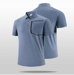 <span class=keywords><strong>Polo</strong></span> de manga corta de seda helada para hombre, Camiseta deportiva de negocios, camiseta de verano de secado rápido sin costuras, cuello de seda Vertical para correr - Product Image 4