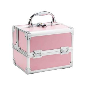 3 Tier Make up Box Makeup Case with Mirror, Lockable Beauty Vanity Case with 2 Trays Organizer for Make-up Set, Nail Art Jewelry