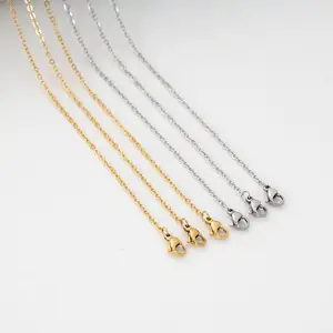 Cadena cruzada de acero inoxidable, exquisita cadena barata de oro y plata de 55/60cm, 0,5x2mm, productos de venta al por mayor