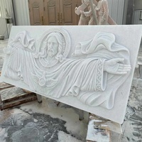 Sculpture en relief de Jésus-Christ en marbre blanc, sculptée à la main, décoration murale chrétienne pour église, panneau d'art religieux pour cathédrale