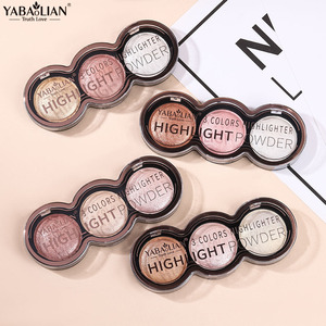 3 colores de alto brillo Resaltadores paleta maquillaje cara iluminar <span class=keywords><strong>contorno</strong></span> <span class=keywords><strong>rubor</strong></span> impermeable brillo polvo cuerpo <span class=keywords><strong>iluminador</strong></span> cosméticos - Product Image 4