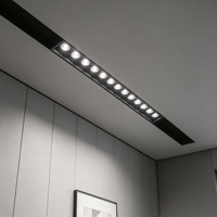 Spot LED linéaire 24W DC48V, style moderne, encastré, suspendu, sur rail magnétique, en aluminium, grille lumineuse de surface
