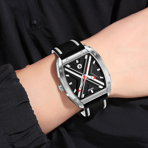 Reloj cronógrafo cuadrado para hombre, correa de silicona de lujo, reloj de cuarzo resistente al agua 30M, relojes al por mayor - Product Image 1