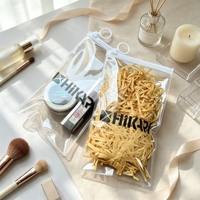 Pochette zippée transparente en PVC personnalisée avec anneau de traction, pour emballage cosmétique et maquillage