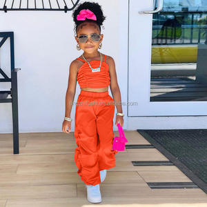 Setelan anak-anak musim panas musim gugur, setelan bayi perempuan, rompi Halter berlipat, atasan rompi gaya longgar, set celana kasual dua potong - Product Image 6