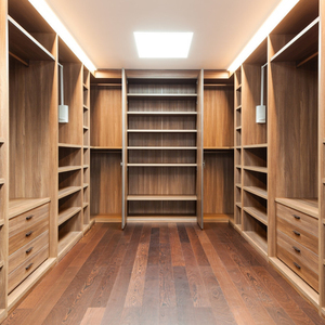 Foshan produttore Custom camera da letto mobili mobili vestiti camerino moderna passeggiata in armadio a forma di U MDF armadio in legno - Product Image 3