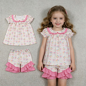 Ensembles de vêtements pour sœurs, shorts décontractés d'été pour petites filles, nouveaux designs respirants, vêtements pour sœurs, boutique RTS - Product Image 1