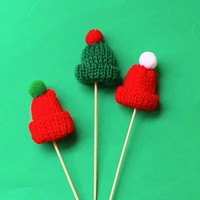 Décorations de gâteau de Noël : Chapeau en laine, chapeau en forme de cornes de renne, accessoire de gâteau pour la décoration de gâteaux de Noël