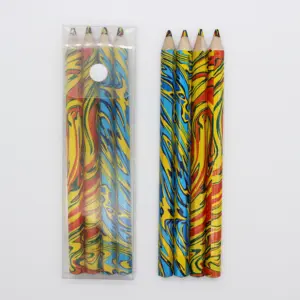 三角彩虹铅笔多色巨型彩色Basswood木铅笔4合1芯彩色铅笔
