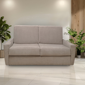 DIVANO LETTO ELISABETH, 195 CM, IN TESSUTO BEIGE CON RETE ELETTROSALDATATA - Product Image 1