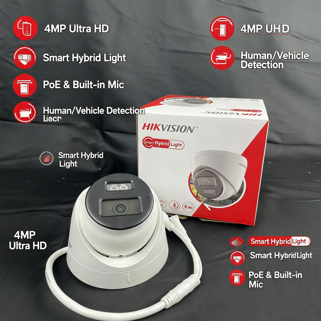 Hikvision DS-2CD1343G2-LIU 4MP IP Dome Camera Smart Hybrid Light IR 30m PoE Built-in Mic Audio IP67 H.265+ Security Camera