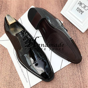 Chaussures en cuir pour hommes, cuir de vachette véritable de première qualité, finition brillante, assemblage en trois parties, tenue de cérémonie, chaussures de marié - Product Image 6