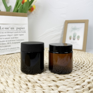 Bocal en verre clair, noir, blanc, contenant concentré avec couvercle CR - Product Image 1