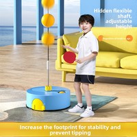 Entraîneur de tennis de table en plastique d'intérieur avec manche flexible pour enfants, pratique parent-enfant - Jaune