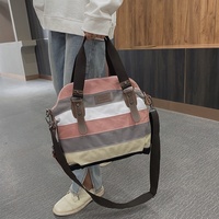 Sac à bandoulière vintage 2025 pour femme, style bohème, en toile, décontracté, grande capacité, fourre-tout, design color-block, fermeture éclair, été
