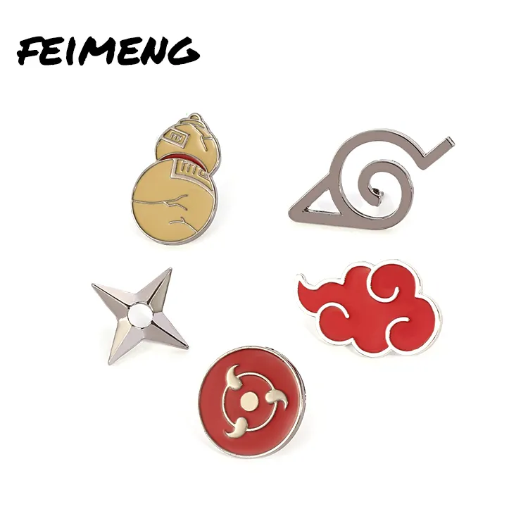 5 Styles Anime Brooches Cosplay Cartoon Character Badge Accessories Red Cloud Gourd Cartoon Metal Enamel Lapel Pin