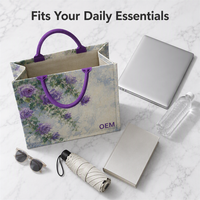 Sac fourre-tout laminé imprimé floral en couleur, durable et réutilisable, avec logo personnalisé pour la promotion et les magasins de détail