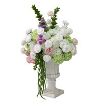Boule de fleurs artificielle en soie blanche et verte 50/60 cm, faite à la main, centre de table de mariage, arrangement floral au sol pour la décoration d'événements