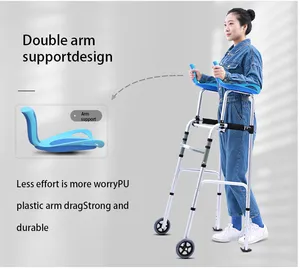 Aluminium Aloi mobilitas Walker Rollator, rangka berdiri Stroke Hemiplegic mudah digunakan Kursi alat bantu berjalan orang tua cacat dewasa
