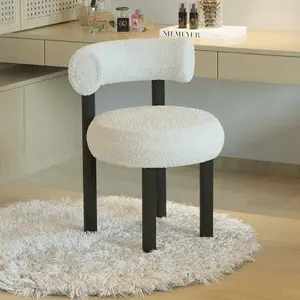 Nordic Moderne Donut Cirkel Multicolor Enkele Dinning Stoelen Witte Lammeren Schapenwol Vrijetijdsstoel