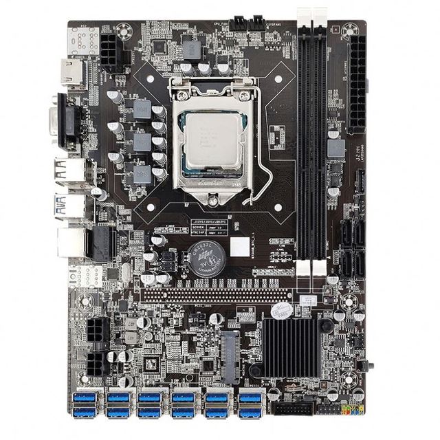 B75 Motherboard 12 PCIE to USB LGA1155 DDR3 4GB 1600Mhz RAM+G1620 CPU+SATA Cable B75 LGA1155