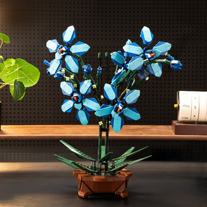 Blue Cymbidium Potted Plant <b>Building</b> <b>Blocks</b> 800 Pieces High Simulation DIY Indoor Ornament Artificial Plant Toy - Product Image 2