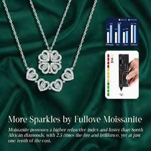 Collier en argent sterling 925 avec moissanite, 4 cœurs en forme <span class=keywords><strong>de</strong></span> trèfle, pendentif 2 en 1 - Product Image 5