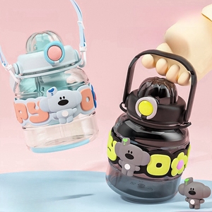 Md407 <span class=keywords><strong>nuovo</strong></span> cartone animato per bambini simpatico mostro di plastica portatile tazza di acqua estiva di grande capacità Logo personalizzato tazza di paglia - Product Image 3