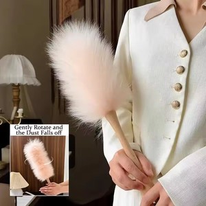 Nettoyage de luxe pour la maison, <span class=keywords><strong>plumeau</strong></span> en vraie laine, dépoussiérage électrostatique, <span class=keywords><strong>plumeau</strong></span> suspendu pour voiture, piano, lampe, meubles - Product Image 4