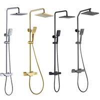 Chrome/noir pluie carré pommeau de douche en laiton chromé mitigeur de douche bain mitigeur pour hôtels robinet de salle de bain brossé