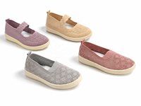 Chaussures Mary Jane Femme Flyknit Logo Personnalisé Maille Respirante Slip On Sangle Élastique Ballerines Plates Décontractées