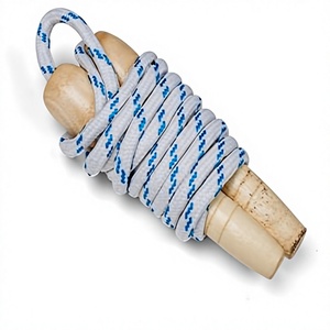 Corde à sauter Geo Brother réglable avec poignée en bois et cordon à motifs bleus 3M, portable, pour exercices à domicile, unisexe - Product Image 1