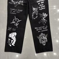 MIXED EMOTION Fashion New Graffiti Straight Leg Men's and Women's Jeans Wholesale